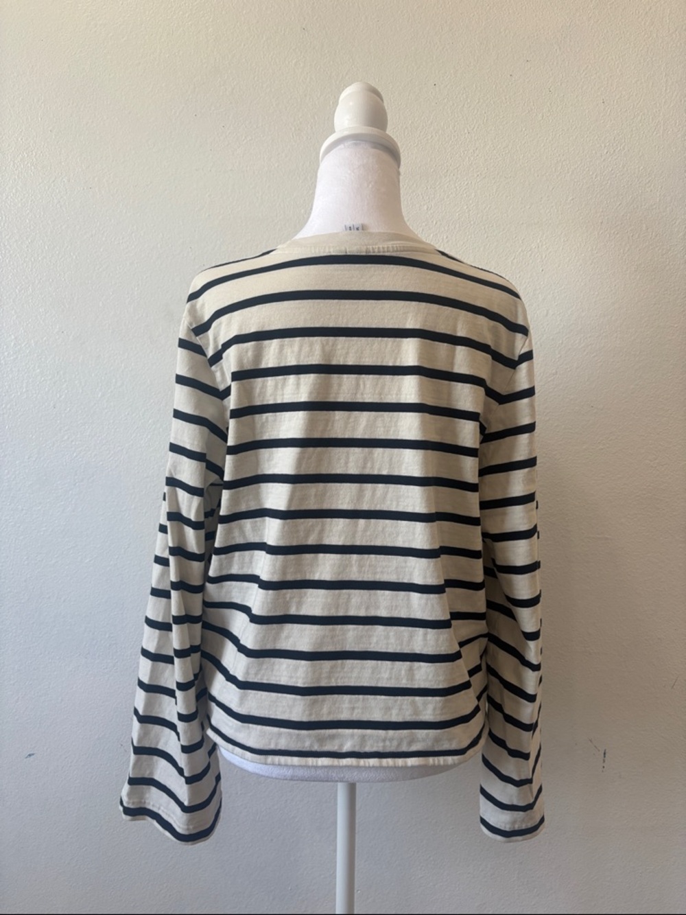 & Other Stories 100% Cotton Striped Long Sleeve Top with Bell Sleeves - Picture 3 of 10